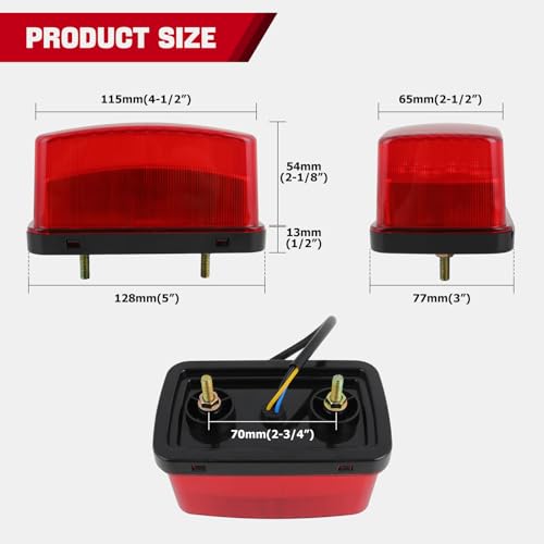 DREAMIZER LED Tail Light ATV OEM Taillight w/Running Brake Light Compatible with Yamaha Big Bear Bruin Rhino Kodiak Grizzly Wolverine Viking - color: Red lens