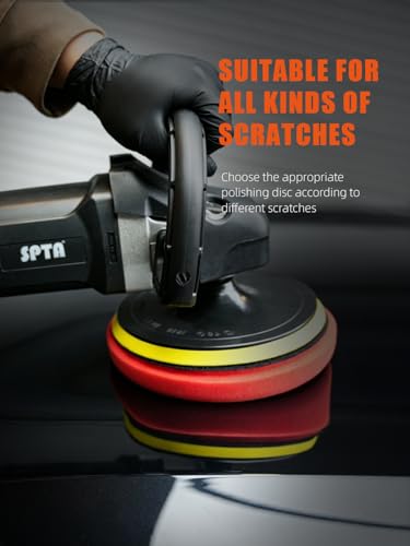 SPTA 9Pcs Polishing Pads Kit, 7 Inches Large Size Buffing Pads, Car Foam Buffing Sponge Pads Kit with 5/8"-11 Backing Plate for Car Care Polisher Boat Waxing, Polishing, Sealing Glaze - size: 7 Inches