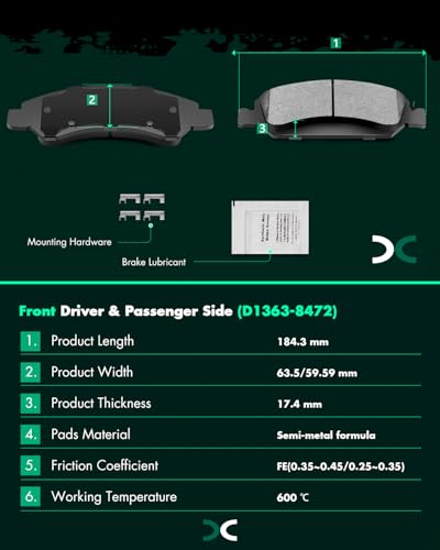 SCITOO Brake Kits Front Rear Brake Rotors Brake Pad:55133;55097;D1363;D1707 - size: 55133+D1363 & 55097+D1707 [4+8PCS]