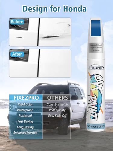 B-593M Aegean/Diffused Sky Blue Metallic Touch Up Paint for Honda - color: B-593M Aegean/Diffused Sky Blue Metallic for Civic/CR-V/CR-Z/Fit/HR-V/Insight/Pilot, style: For honda