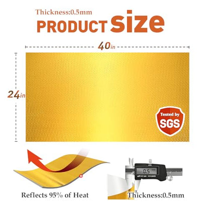 Adhesive Heat Shield Wrap for Automotive, 40 x 24 in, Gold - color: Gold, size: 40" x 24"
