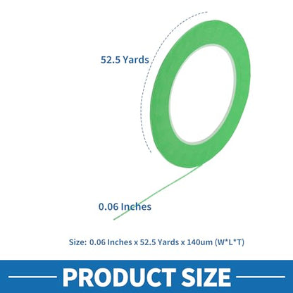 Painters Tape Easy Removal Fine Width 1.5mm Tape 0.06 Inches x 52.5 Yards Green - color: Green, size: 0.06 Inches x 52.5 Yards