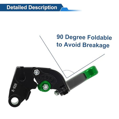 Short/Long Brake Clutch Levers for Kawasaki Ninja ZX6R 00-04 Black - color: Black Handle Green End