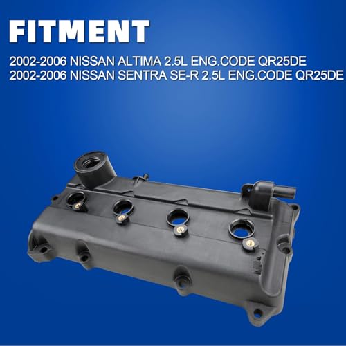 MITZONE Engine Valve Cover Kit Gaskets, Spark Plug Tube Seals Set, Oil Filler Cap, P CV Cover, Bolts Compatible with 2002-2006 Nissan Altima Sentra 2.5L Replaces 13264-3Z001 13264 3Z001 264-982 - color: 004-003