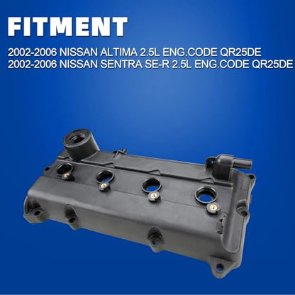 MITZONE Engine Valve Cover Kit Gaskets, Spark Plug Tube Seals Set, Oil Filler Cap, P CV Cover, Bolts Compatible with 2002-2006 Nissan Altima Sentra 2.5L Replaces 13264-3Z001 13264 3Z001 264-982 - color: 004-003