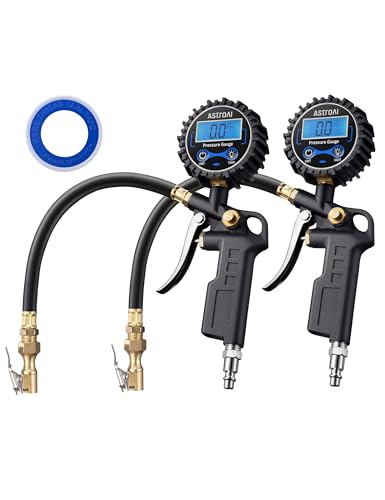 AstroAI Digital Tire Pressure Gauge with Inflator 3-250 PSI Fits 1/4" NPT - size: Standard, style: 2 Pack without case