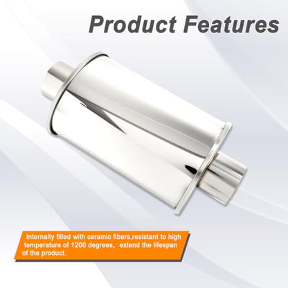 2.5'' Inch Ultra Quiet Exhaust Resonator,Performance Muffler Resonator 2.5" Inlet 2.5" Outlet 14" Overall Length T304 Stainless Steel Universal Fitment - size: 2.5''Inch