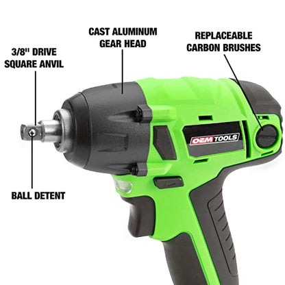OEMTOOLS 24661 3/8" Cordless Impact Wrench, 20V Battery, 240 Ft/Lb Nut-Busting Torque, Variable Speed With Electric Brake