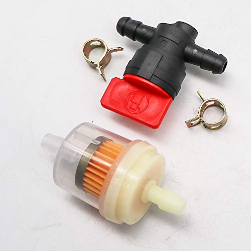 KIPA 1/4" In Line Fuel Gas Filter Shut Cut Off Valve Clamp For 494768 697947 698183 John Deere AM36141 AM107340 49019-7001 lawn mower Pack-10