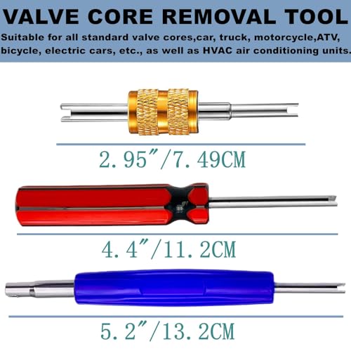 103Pcs Valve Core Removal Tool Set,Premium TPMS Safe, 100Pieces Nickel Plated Brass Valve Cores,Valve Core Kit for Cars, Trucks, Semi-Trucks, Motorcycles, Bikes, HVAC Applications