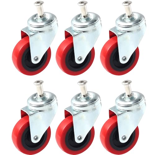 6 Pack Heavy-Duty 2.5" Swivel Caster Wheel Creeper Service Cart Stool Post Mount - size: 6 pcs