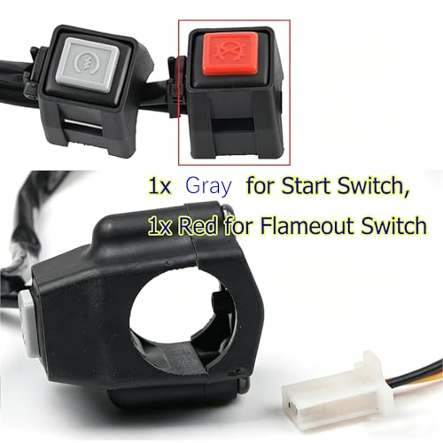 2 Pack Motorcycle Engine Stop Start Kill Switch Button Universal Red Green Dual Control Mini Bike Kill Switch Motorbike Kill Stop Switch Dirt Bike ON Off Switches for ATV Dirt Pit Bike Scooter