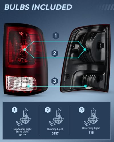 Nilight Headlight and Taillight Combo for 2009-2018 Dodge Ram - color: Black Housing + Clear Reflector w/Taillight