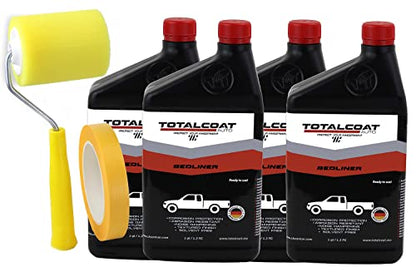 Roll On Bedliner White, Durable Truck Bed Coating Protects from Rust, Corrosion and Scratches; Easy to Apply Trucks, Cargo Vans, Box Trucks (4 Quarts, Roller, Tape Kit) - color: White