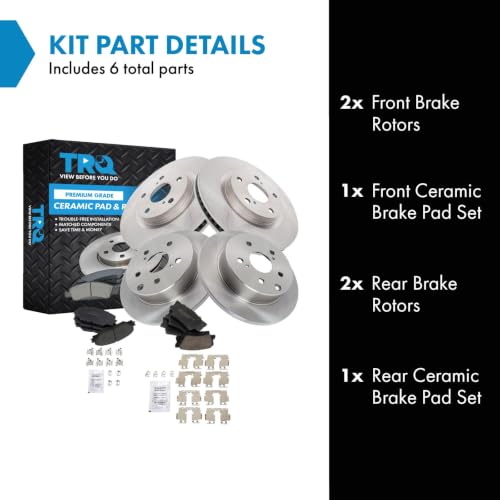 TRQ Front & Rear Ceramic Brake Pad & Rotor Set 11.06 in 5-Lug - style: BKA11521