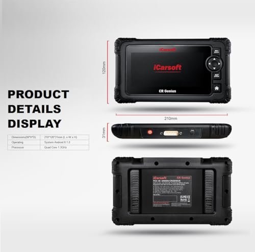 iCarsoft CR Genius 5'' Multi-Brand Vehicle Multi-Systems/Quick Test/Actuation Test/Touch Screen Car Diagnostic Scan Tool - size: 5'' Large