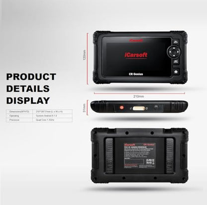 iCarsoft CR Genius 5'' Multi-Brand Vehicle Multi-Systems/Quick Test/Actuation Test/Touch Screen Car Diagnostic Scan Tool - size: 5'' Large