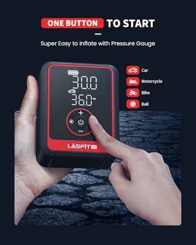 LASFIT Tire Inflator Portable Air Compressor, CR1 Pro Cordless Tire Air Pump with 7800mAh Battery & 150PSI Digital Pressure Gauge, Auto Shutoff Fast Inflation Tire Pump for Car Motorcycle Bike Balls - style: CR1 Pro
