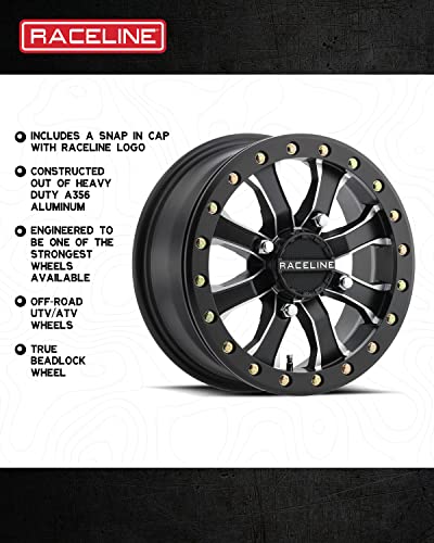 Raceline Wheels A71MB BL MAMBA UTV/ATV Wheel Black Machined Finish 15x6" 4x137", 40 mm offset/(5.07"B/S) - color: BLACK w/MACHINED FACE, size: 15x6" inches, 4X137, 40/5.07"