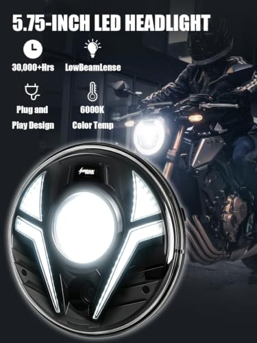 5-3/4" Motorcycle Headlight Laser Light with White DRL Amber Turn Signal Compatible with Sportster Iron 883 SuperLow XL883 XL1200,Softail Springer, Dyna Street Bob Low Rider - color: White DRL/Amber Turn
