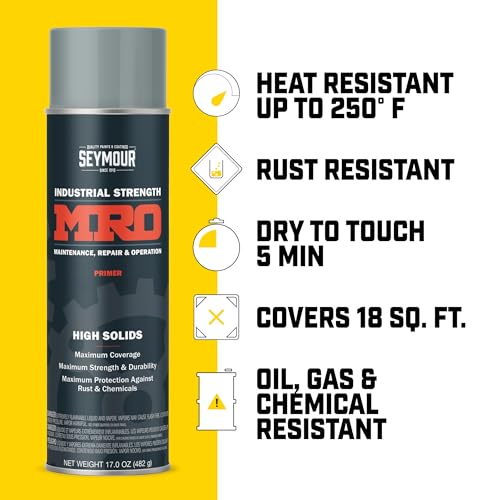 Seymour 620-1431 MRO High Solids Spray Paint, Light Gray Primer, 17 oz - color: Light Gray Primer, size: 17 Ounce (Pack of 1)