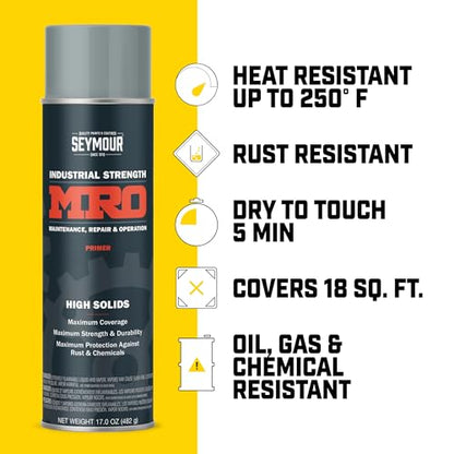 Seymour 620-1431 MRO High Solids Spray Paint, Light Gray Primer, 17 oz - color: Light Gray Primer, size: 17 Ounce (Pack of 1)