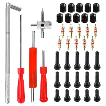 Zpana 40PCS Car Valve Stem Removal Tool Kit, 4 Way Vehicle Tire Core Puller Installer Set with 5PCS TR412 TR413 TR414, Dual Single Head Auto Tyre Repair Accessories, Universal Fit