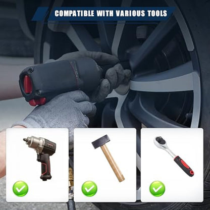 Master Anti-Theft Wheel Lock Removal Tool Kit - 1/2" Drive Impact Rated Lug Nut Remover Set, Professional Cr-Mo Steel for Lost Keys, Stripped, Rusted, Broken Locking Nuts (Cars, SUVs, Trucks)