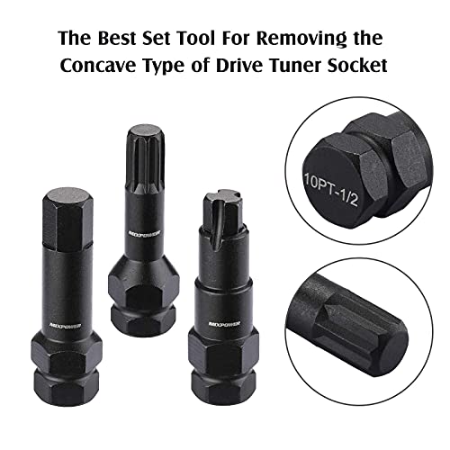 MIXPOWER 16-Piece Locking Lug Nut Master Key Set of Spline Star and Hex Style Keys, Wheel Lock Removal Kit, Thin-Walled and Long Lug Keys to Prevent Damage to Wheels Double-Hex Heads