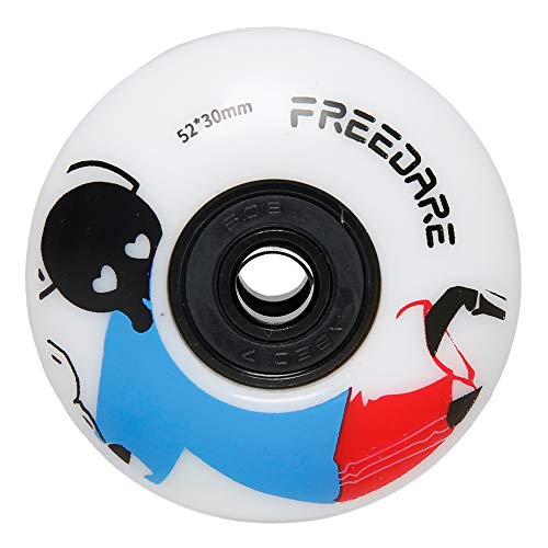 FREEDARE Skateboard Wheels 52mm and Bearings, Spacers Installed 92A for Street Tricks(Pack of 4) - color: blue/white