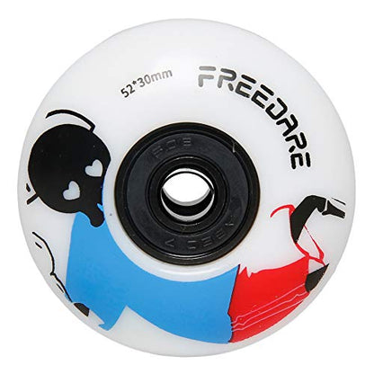 FREEDARE Skateboard Wheels 52mm and Bearings, Spacers Installed 92A for Street Tricks(Pack of 4) - color: blue/white