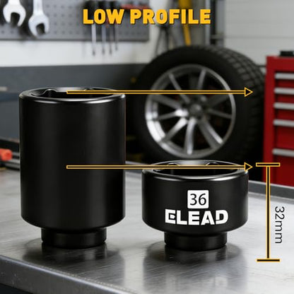 ELEAD 36 mm Oil Filter Socket Wrench, 3/8'' Drive 6-Point Oil-Filter Removal Tool, Metric Oil Filter Wrenches, Low Profile Design for Easy Removal, Chrome Vanadium Steel Oil-Change Tool - style: 36mm