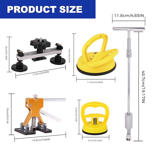 Car Dent Puller Kit,112 PCS Dent Repair Tool,Paintless Dent Removal with Golden Lifter,Bridge Puller,Slide Hammer T-Bar,Suction Cup Dent Puller for Auto Body Dents,Repairing Big and Dents, Dings - style: 112PCS