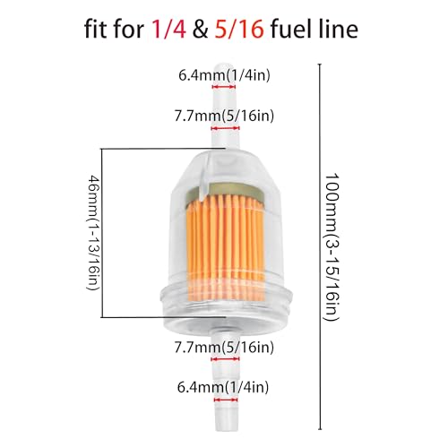 Strongthium 10PCS 1/4" & 5/16" Inline Fuel Filters with Magnet
