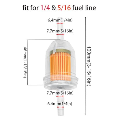 Strongthium 10PCS 1/4" & 5/16" Inline Fuel Filters with Magnet