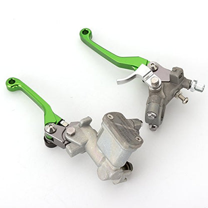 Dirt Bike Brake Master Cylinder Reservoir Cable Clutch Levers for KX65 KX80 KX85 KX100 KX112 KX125 KX250 KX450 KX250F KX450F KLX KLR KDX 125 140 250 230 300 400 450 650 - color: Green