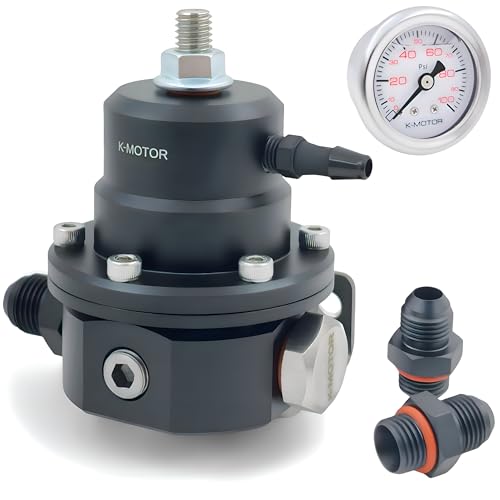 KMOTOR Fuel Pressure Regulator 6AN EFI Return Adjustable (30-90 PSI) Black