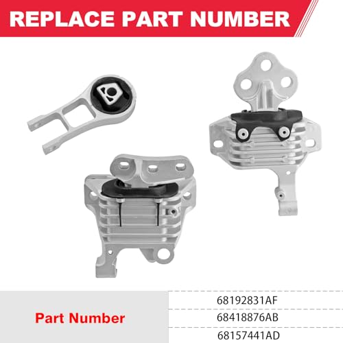 Engine Motor and Transmission Mount Set Fits for Chrysler Jeep 68192831AF
