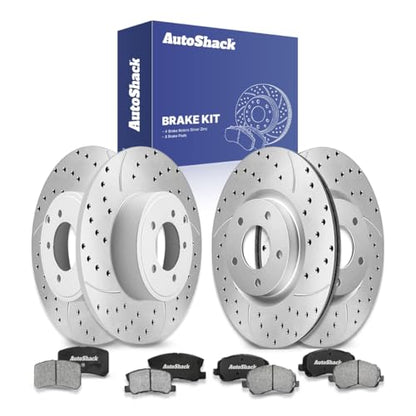 AutoShack Front & Rear Zinc Coated Rotors & Pads for Jeep Patriot 2017 - style: SilverShiled Pro & Pad