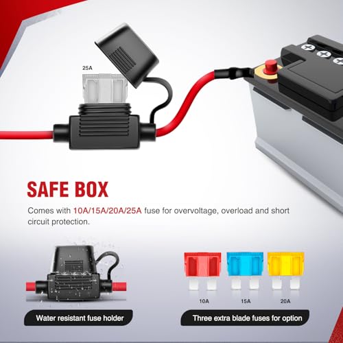 Nilight Off Road LED Light Bar Wiring Harness Kit 12 V 5 Pin Rocker Switch - color: 14AWG Wiring Harness - 2 Leads w/ Nylon Wire Loom