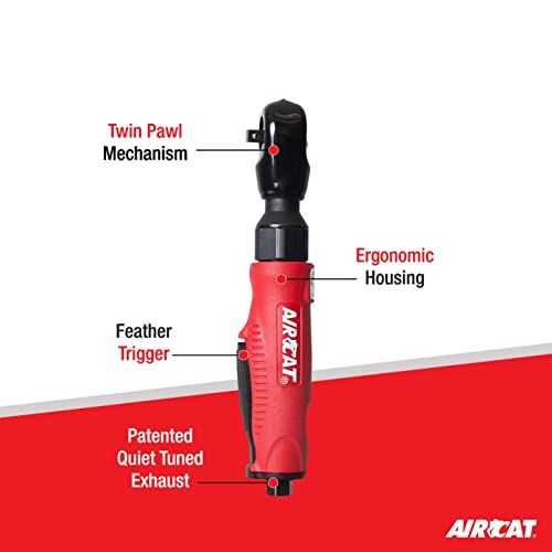 AIRCAT Pneumatic Tools 802-5: Composite Twin Pawl Ratchet Wrench 70 ft-lbs of Torque - 1/2-Inch