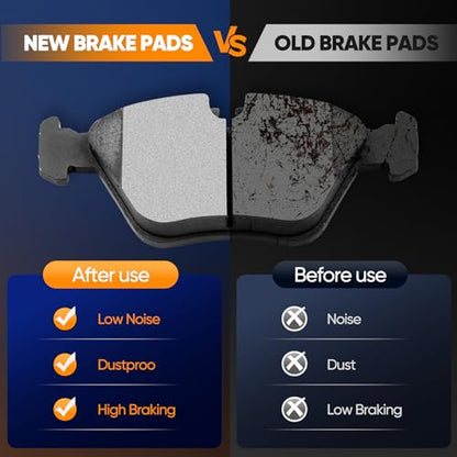 ECCPP Front Rear 8pcs Ceramic Brake Pads Kits fit For BMW For X3 2004-2010 - size: Front D946-7592 + Rear D683-7427