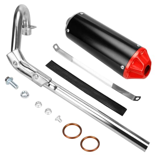 FVRITO Exhaust Muffler Silencer Pipe Assembly Kit for 70cc 90cc 110cc 125cc CRF50 XR50 SSR SR110 Roketa Taotao DB14 DB10 X-PRO DB-X20 SDG Coolster Chinese Mini Pit Dirt Bike Motocross Parts Red - color: Red