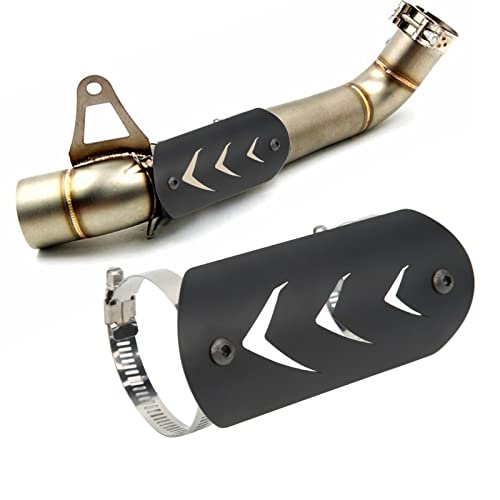 Heat Shields Pipe Shield, Exhaust Muffler Pipe Protector Stainless Steel Heat Shield Cover Universal for Motorcycle(dark)