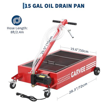 Garvee 15 Gal Electric Oil Drain Pan with 110V Pump, Low Profile Design - color: Red, size: 15 Gal + Electric