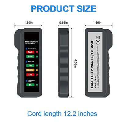 12V Car Battery Tester, BM310 Automotive Digital Alternator Charging System Analyzer with LED Indication, Check Vehicle Battery Condition Detector, Universal for Car, Motorcycle, Truck