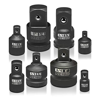 NEIKO 30223A 8 PC Impact Socket Adapter Set, Standard SAE Size, Cr-V Steel, Impact Driver & Wrench Conversion Kit, Locking Impact Socket Adapters & Reducer Set, Ball Detent, 1/4”, 3/8”, 1/2", 3/4”, 1” - size: 8-Pc, style: Adapter Reducer