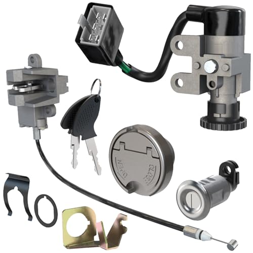 RedCap Complete Ignition Switch Key Set 5-Wire for GY6 49cc 50cc 125cc 150cc Scooters Mopeds Compatible with Chinese TaoTao ATM50 Peace Sport Roketa Jonway NST JCL Tank Lifan Vitacci Kymco Znen