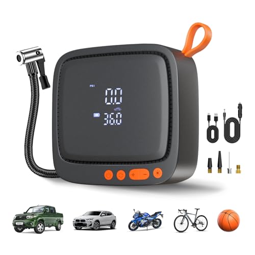 AP22 150 PSI Dual Power Tire Inflator Portable Air Compressor - color: Black+yellow