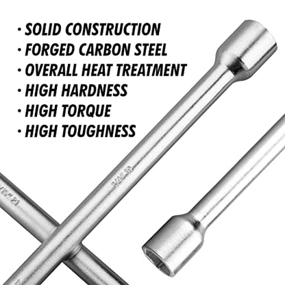 CARTMAN 14 Inch Heavy Duty 4 Way Universal Cross Lug Wrench Tire Iron (Pack of 15) - size: 14" Chrome (Pack of 15)